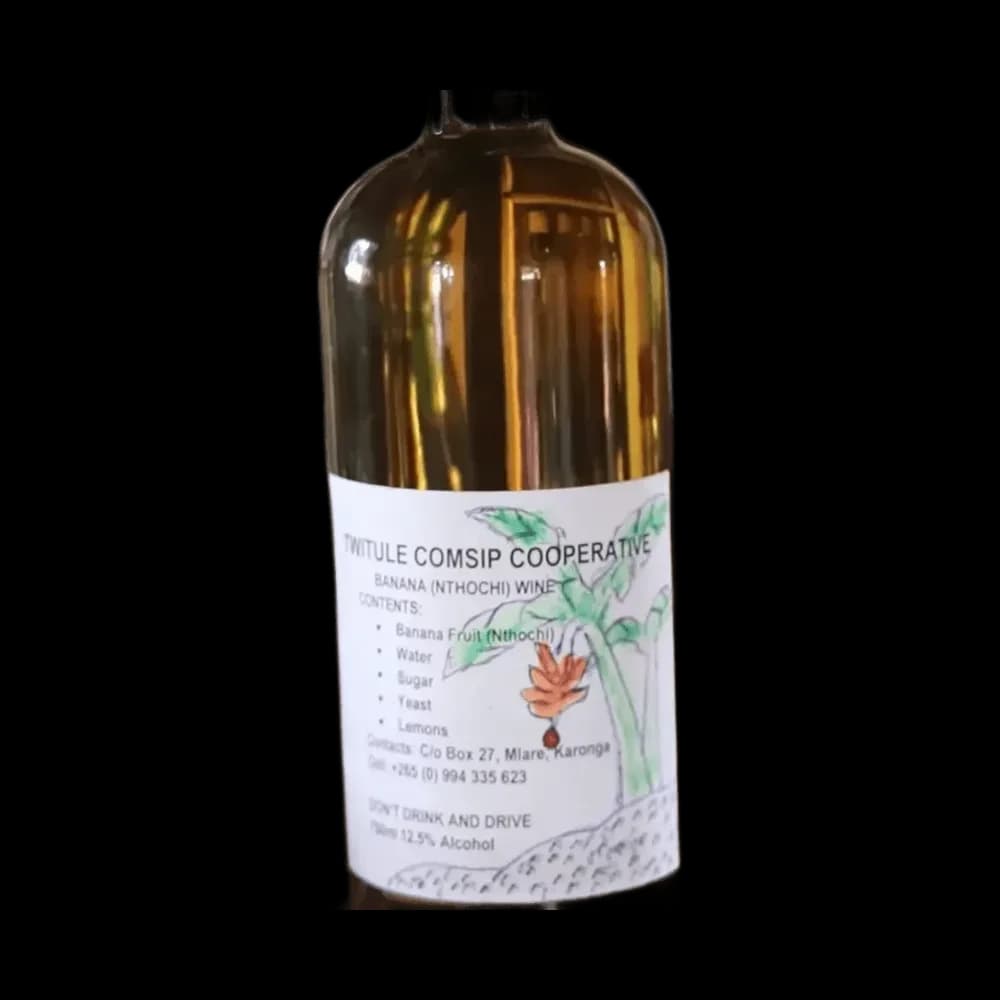 Representative scan-derived banana wine bottle image